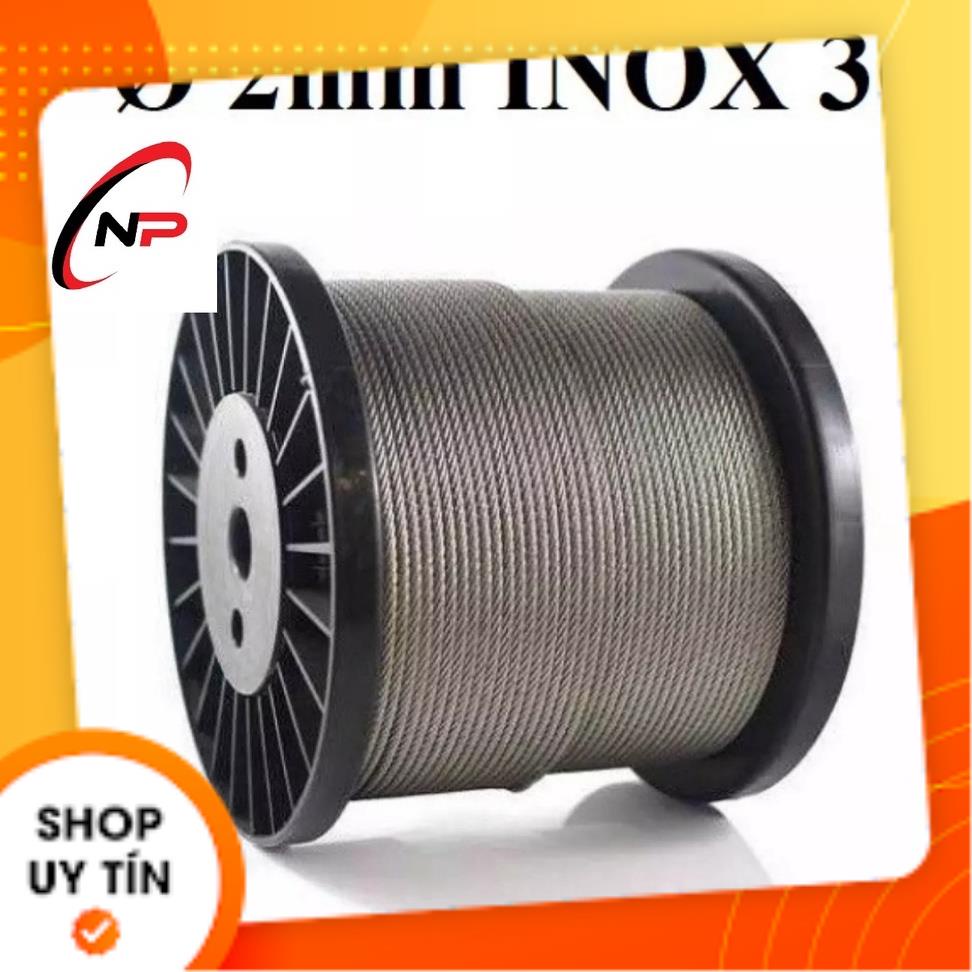 100 mét cáp inox 304 2mm loại tốt chống rỉ sét,ăn mòn.Làm dây phơi quần áo,trang trí nhà cửa....kimkhinhatphat