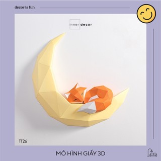 🦊Mô hình 3d DIY hình cáo nằm cung trăng trang trí [Ảnh thật ở cuối]