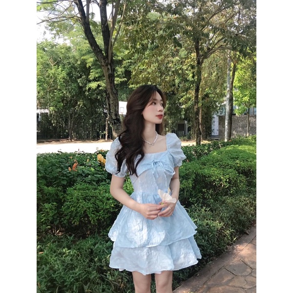 Đầm babydoll trễ vai hoa KOEN mặc sinh nhật, kỷ yếu, dự tiệc