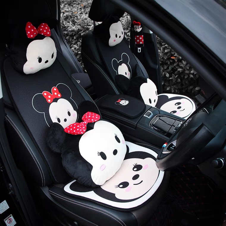 Bộ Gối Tựa Ô Tô Disney Mickey Minie Dễ Thương - Gối Cổ Tựa Eo Trên Xe Hơi