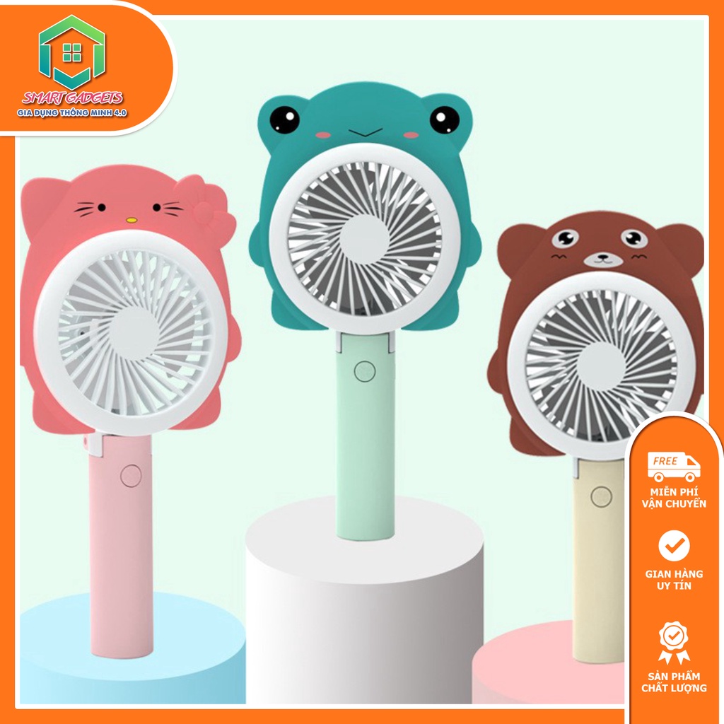 Quạt Cầm Tay Mini Hình Thú Cực Dễ Thương, Quạt Dùng Tiện Lợi, Có Đèn Led ( Đủ Màu )