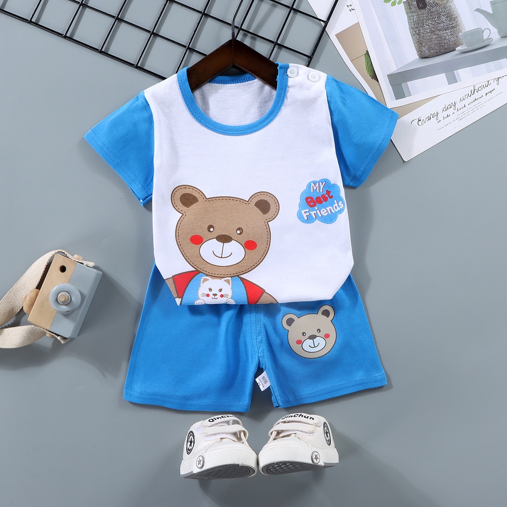 Bộ cộc tay cho bé trai bé gái hàng cao cấp quảng châu chất cotton tự nhiên