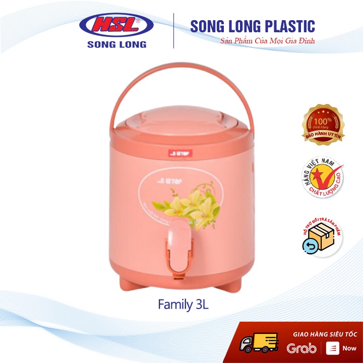 Bình Giữ Nhiệt Có Vòi Song Long Plastic - Các cỡ- (Giao màu ngẫu nhiên)-Song Long Plastics