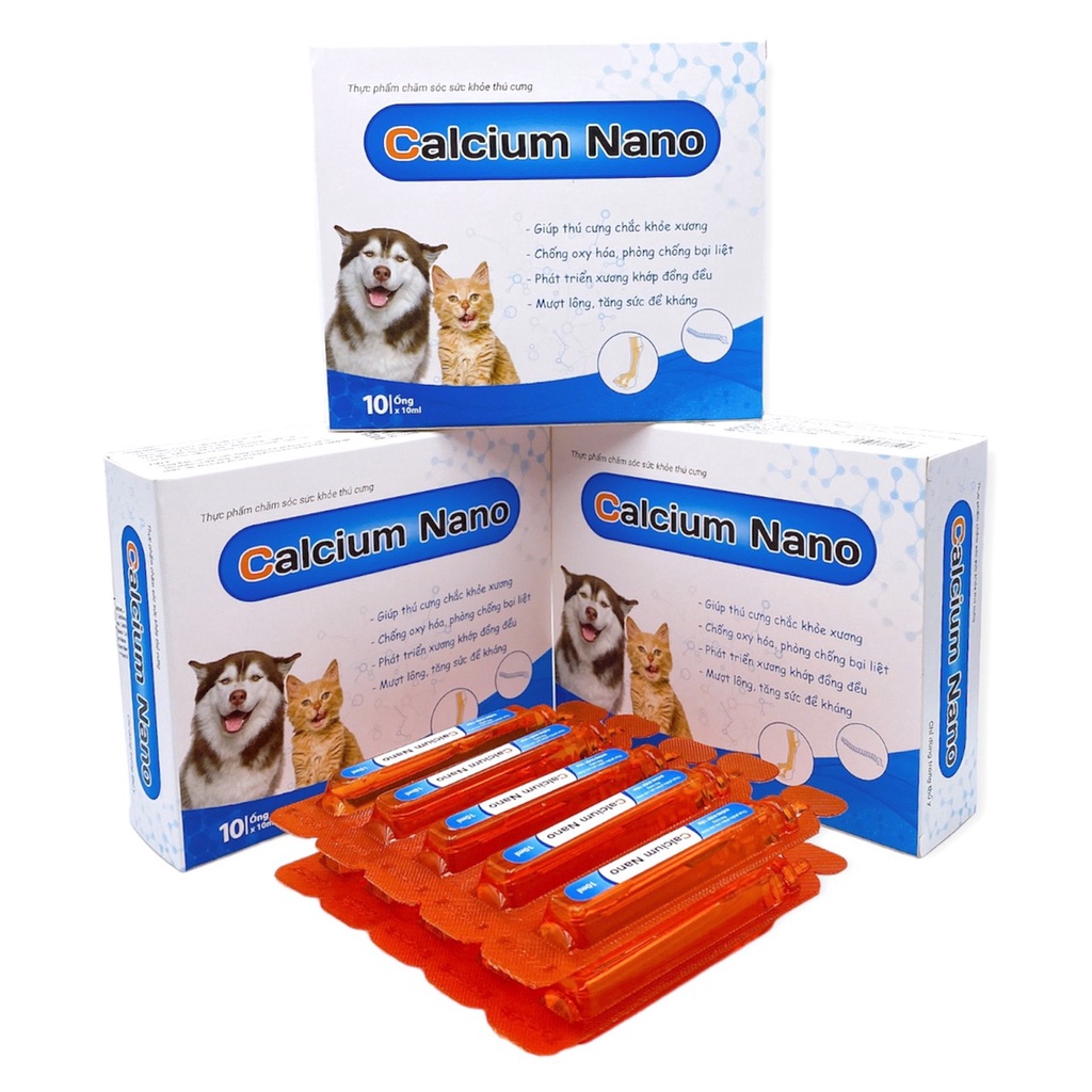 Bổ sung canxi cho chó mèo Calcium Nano ống 10ml - Phòng bại liệt và hạ bàn, chống loãng xương cho thú cưng