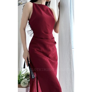 Bộ Sưu Tập Emedress - váy cổ thuyền có xếp ly che bụng xẻ tà tôn dáng Emera