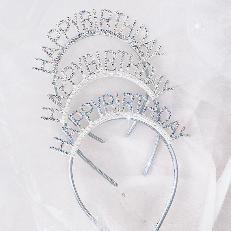 Băng Đô Cài Tóc Họa Tiết Chữ Happy Birthday Phong Cách Hàn Quốc