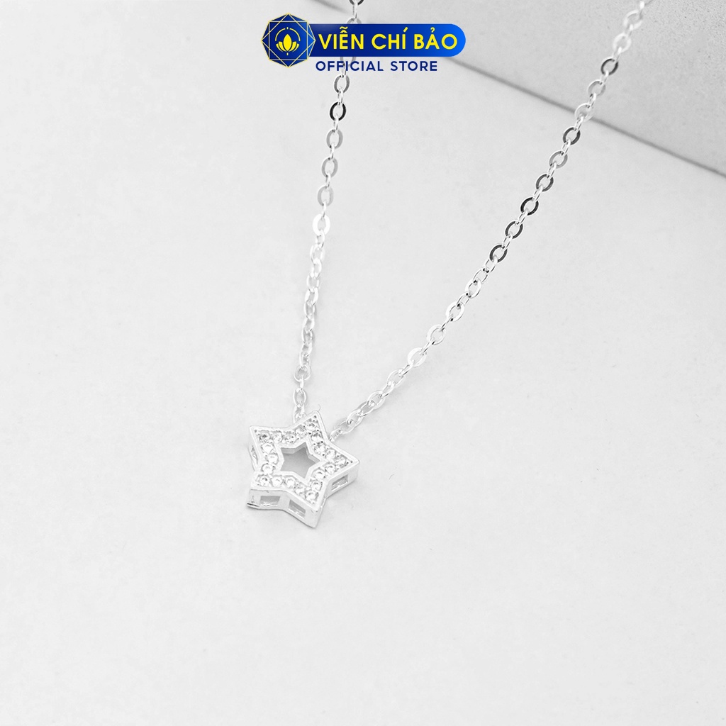 Dây chuyền bạc nữ ngôi sao đính đá chất liệu bạc 925 thời trang phụ kiện trang sức Viễn Chí Bảo D400812