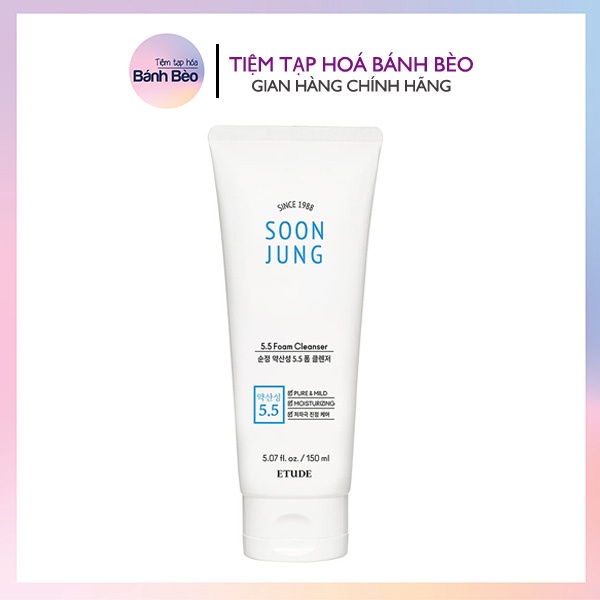 Sữa Rửa Mặt Tạo Bọt Dịu Nhẹ sạch sâu lành tính Etude House Soon Jung ph 5.5 Foam Cleanser 100ml/150ml