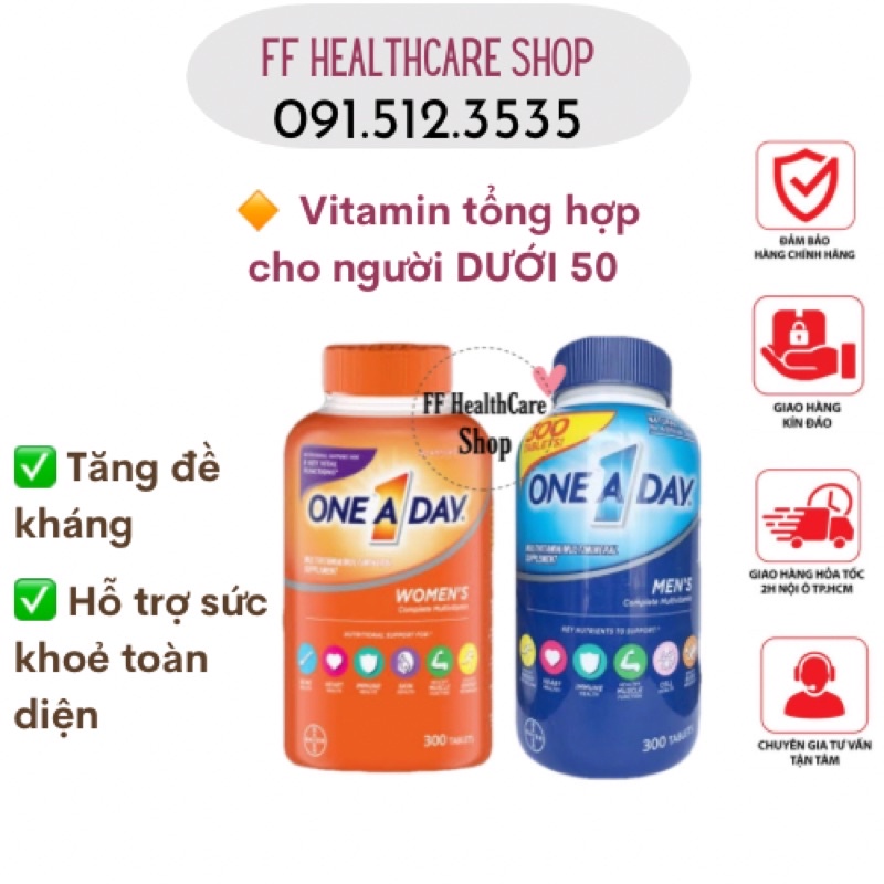 Vitamin Tổng Hợp One A Day Men, One A Day Women trên 50 Multivitamin 300 Viên Mỹ