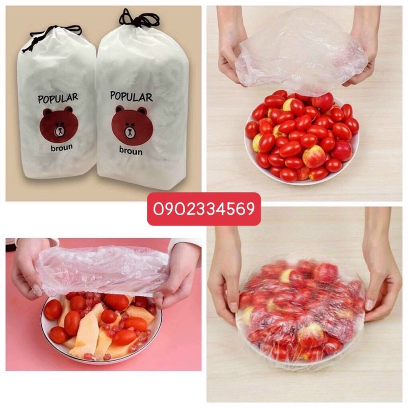 Túi gấu 100 cái màng bọc thực phẩm có chun