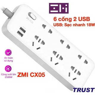 Ổ cắm điện ZMI Power Strip 6 cổng 2 USB ZMI CX05 - Chính Hãng
