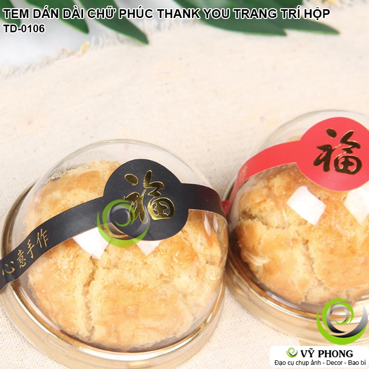 TEM DÁN DÀI NHÃN DÁN STICKER CHỮ PHÚC THANK YOU TẾT NIÊM PHONG TRANG TRÍ HỘP BAO BÌ TÂN XUÂN NĂM MỚI TD-0106