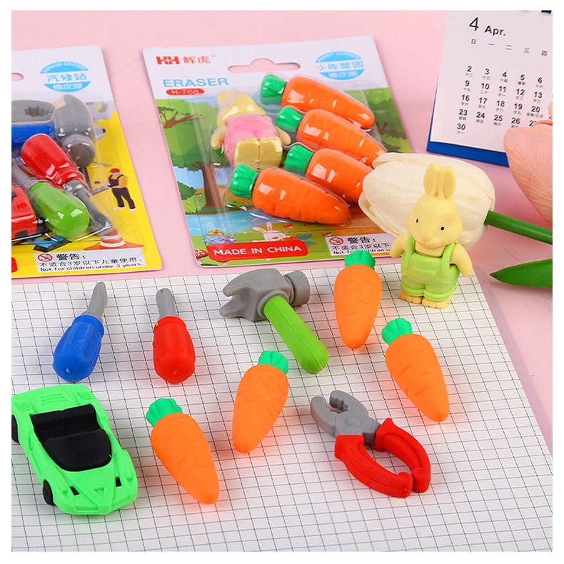 Bộ Gôm Tẩy Hình Hoạt Hình Đáng Yêu Dành Cho Học Sinh Tiểu Học