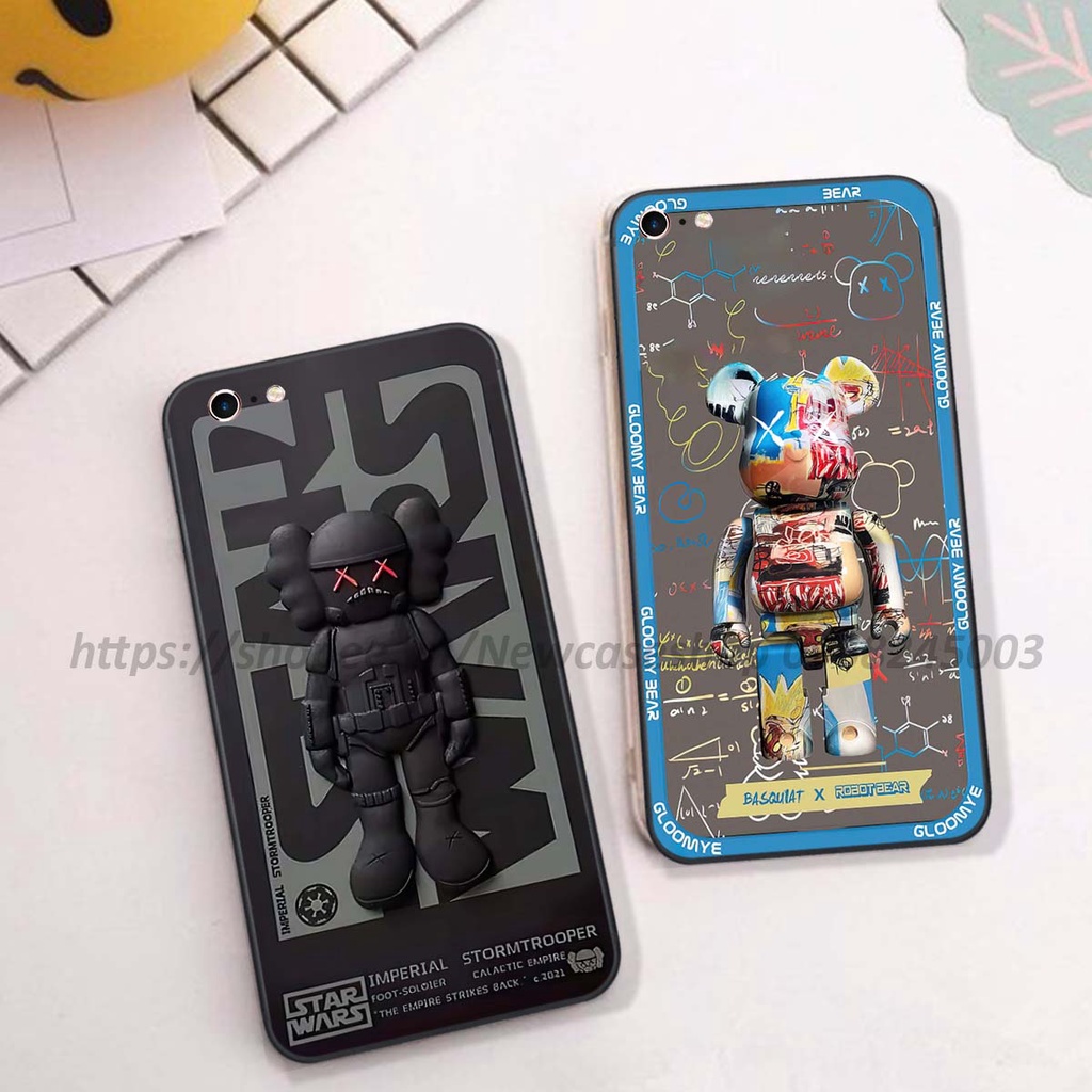 Ốp Iphone 6 / 6S / 6 Plus / 6S Plus in hình 3D Bear Brick,Bear Love,K@ws,Coffee,... viền vuông bảo vệ camera