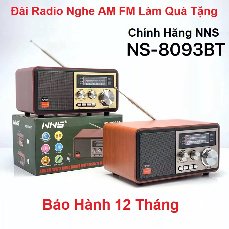 Đài Radio NS-8093BT, Bluetooth Chính Hãng NNS, Bắt Sóng FM, AM, /USB/TF, Cổng Thẻ Nhớ - Loa Dùng Điện 220V Và Pin Sạc