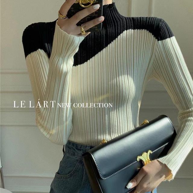 Áo Sweater Dệt Kim Tay Dài Cổ Cao Dáng Ôm Màu Sắc Thời Trang Mùa Đông Hàn Quốc 2022