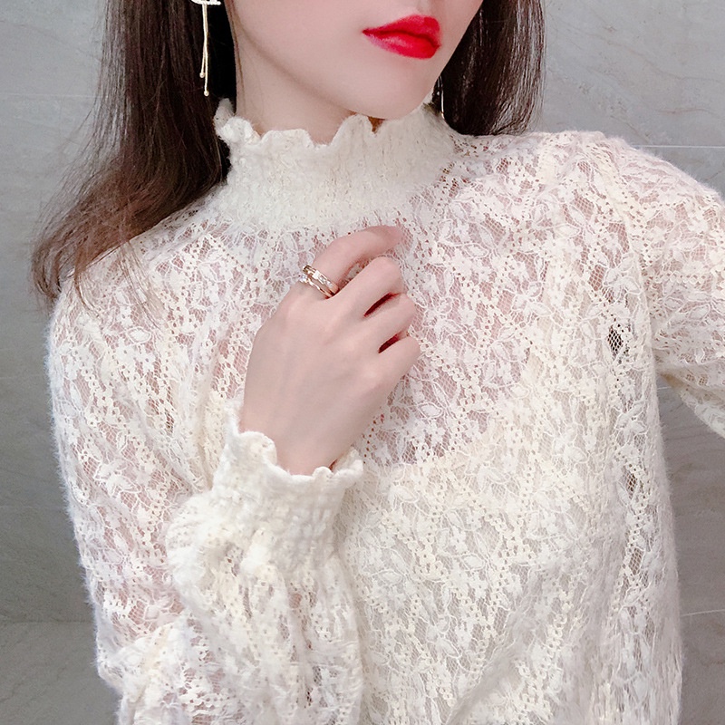 IELGY  Áo Thun Lưới Cổ Cao Thời Trang Dành Cho Nữ