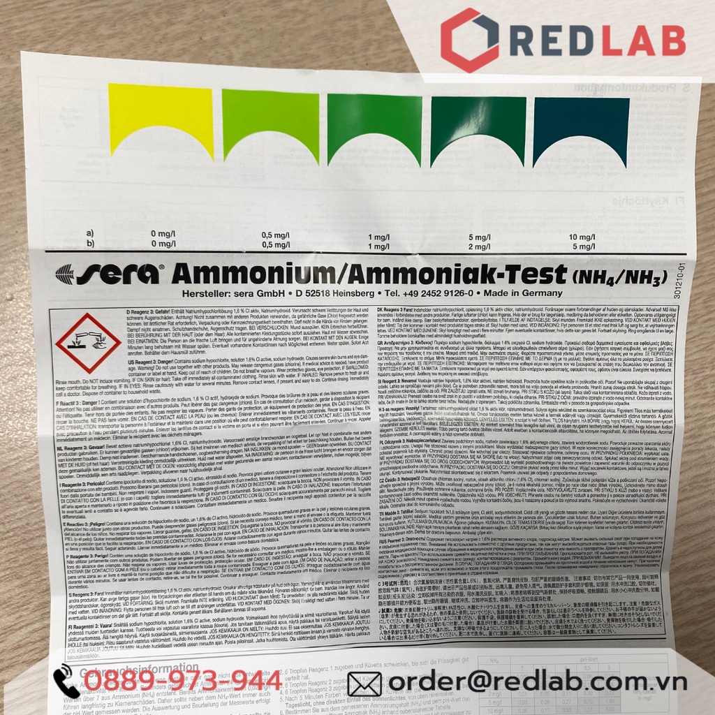 Bộ Test Sera NH4 / NH3 đo nhanh hàm lượng Amonia trong nước - Hàng chính hãng