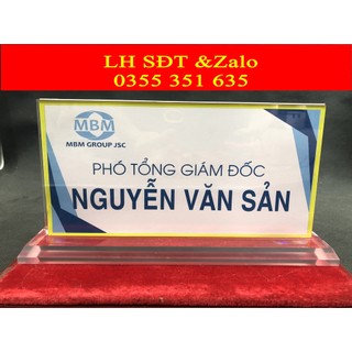 Biển chức danh 12x24cm, bảng chức danh mica 12x24, kệ chức danh mica để bàn
