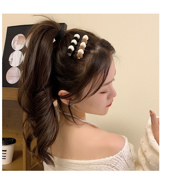 (MớI) Kẹp TóC HìNh TráI Tim ĐíNh Lông Nhung Xinh XắN