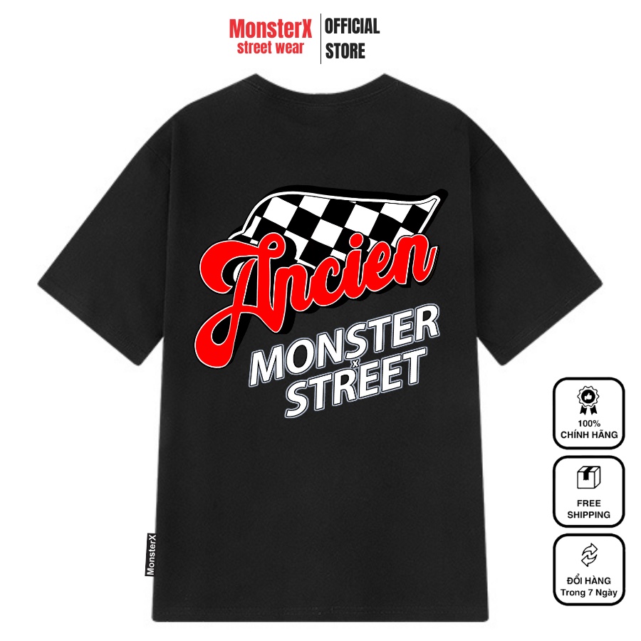 Áo thun unisex MONSTER X STREET ANCIEN phông tay lỡ nam nữ form rộng Local Brand