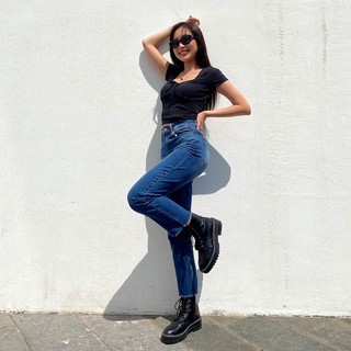 Quần jeans basic Mia Ritta J465 quần jean ống đứng cạp cao basic