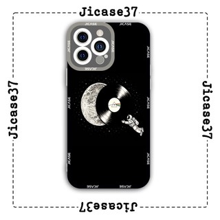 Ốp lưng iphone và samsung xiaomi oppo cạnh vuông Jicase phi hành gia đĩa nhạc 