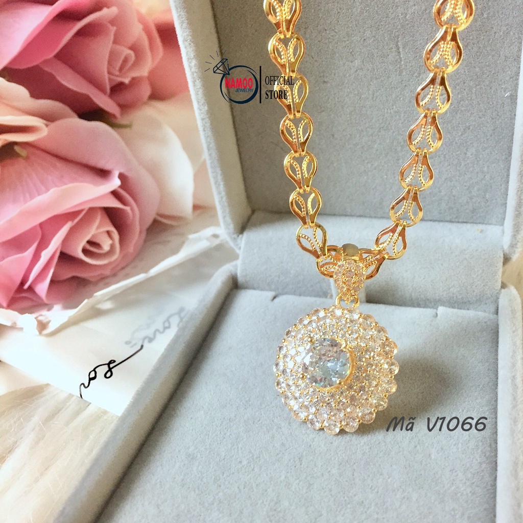 Dây Chuyền Nữ BẢn Hoa Đá Tròn dạng lớn V1066 Nhiều Loại Dây