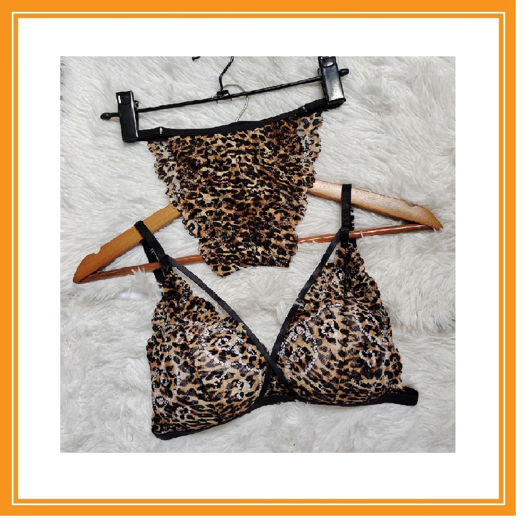 Bộ Đồ Lót Nữ Bralette Ren Không Gọng Màu Da Beo - Mã D&Q - Set đồ lót nữ