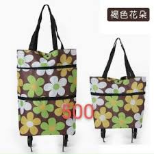 Túi xách đi chợ đa năng có bánh kéo gấp gọn tiện lợi - Túi gắn bánh xe kéo đi chợ có tay cầm chắc chắn )