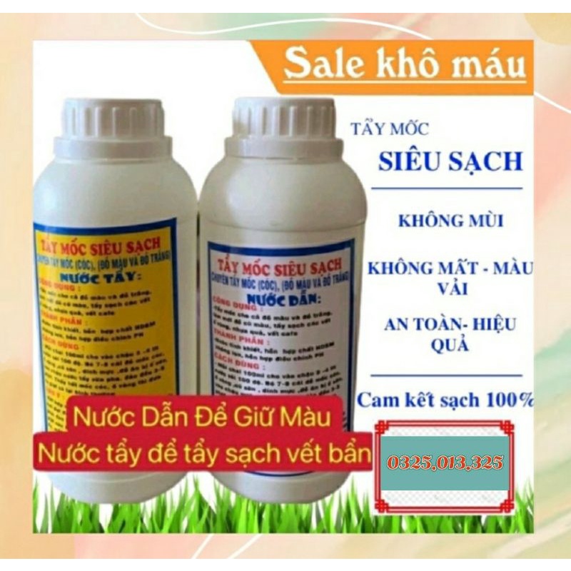 Nước TẨY MỐC, TẨY TRẮNG quần áo 100% Chính Hãng, không bay màu áo ,không làm mỏng vải quần áo