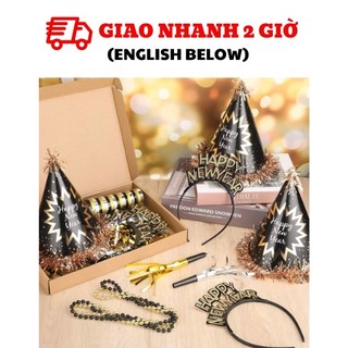 Nón Happy New Year màu đen ptk10