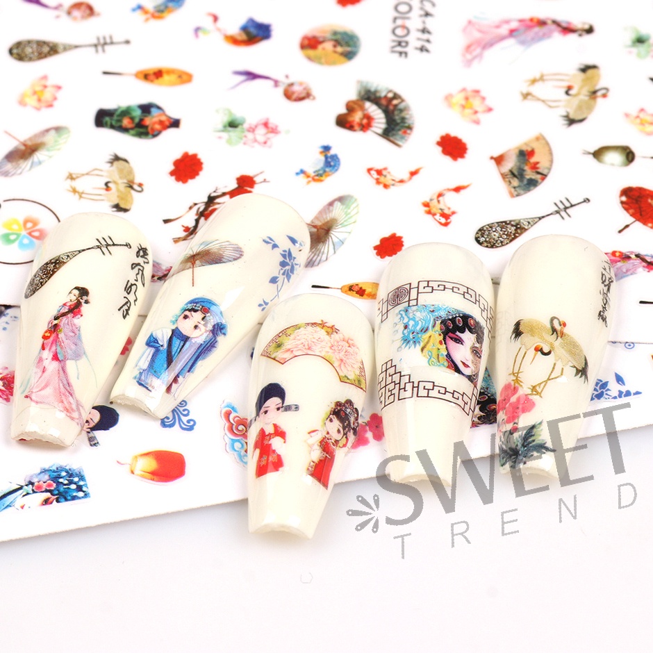 Nhãn dán trang trí móng tay STZPRONAIL hình cá koi may mắn 3D phong cách Trung Hoa độc đáo