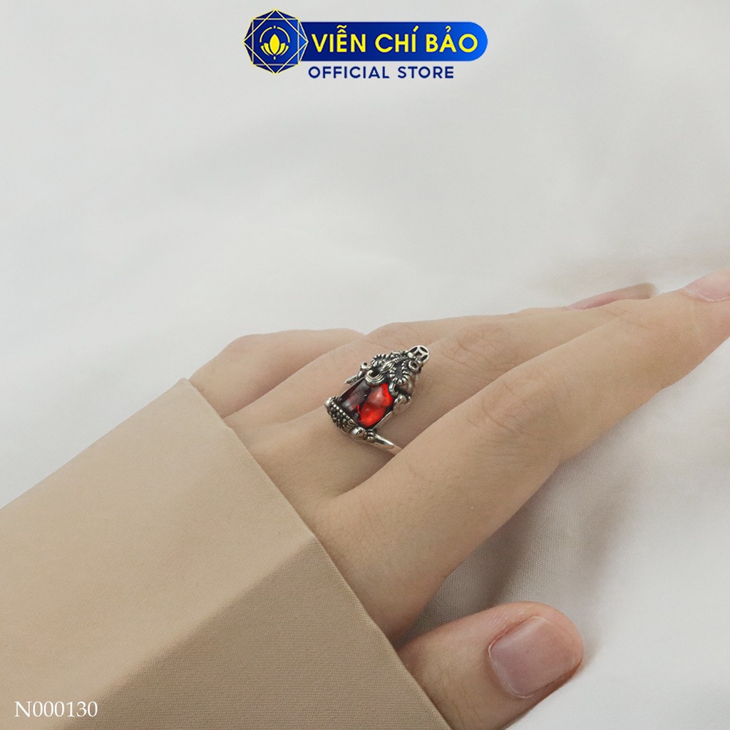 Nhẫn bạc nữ tỳ hưu kim tiền đá đỏ mới chất liệu bạc 925 thời trang phụ kiện trang sức Viễn Chí Bảo N000130