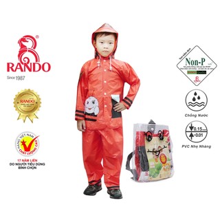 Áo Mưa Bộ Ong Mật Cho Trẻ Em, RANDO Chính Hãng, Nhựa Cao Cấp An Toàn Sức Khỏe, Quần Áo Đi Mưa Bé Trai, Bé Gái