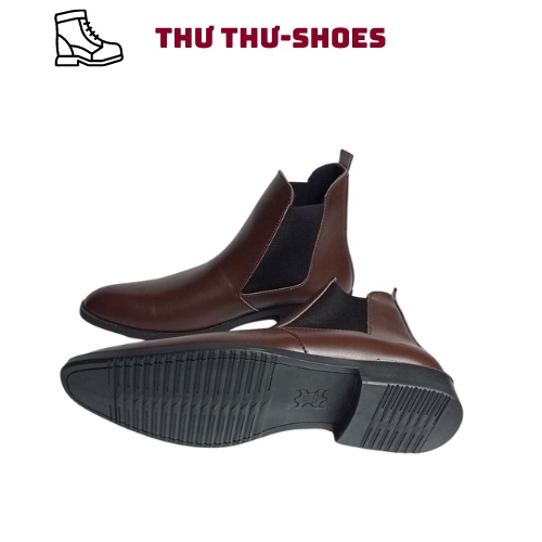 Giày chelsea boot nam,da nâu trơn,tôn dáng ôm chân,size dễ chọn,khâu đế