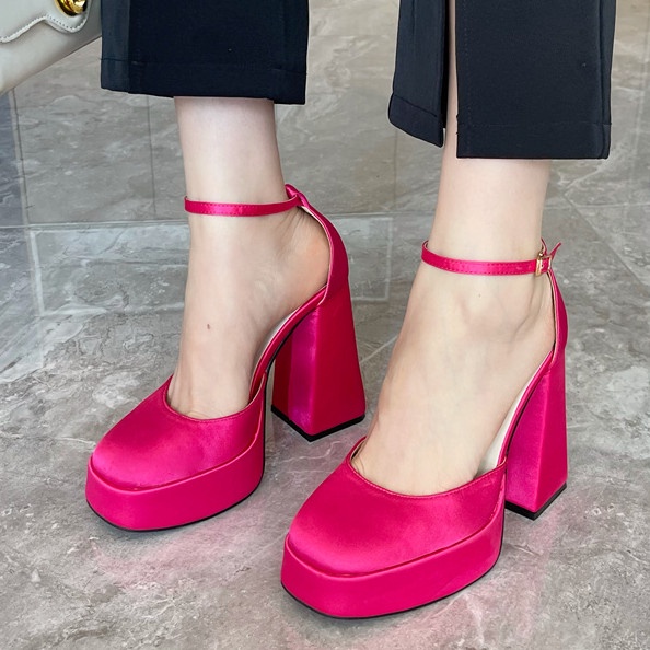 Giày Cao Gót 5.11 Inch Bằng Da Satin Mềm Mại Thời Trang Cho Nữ