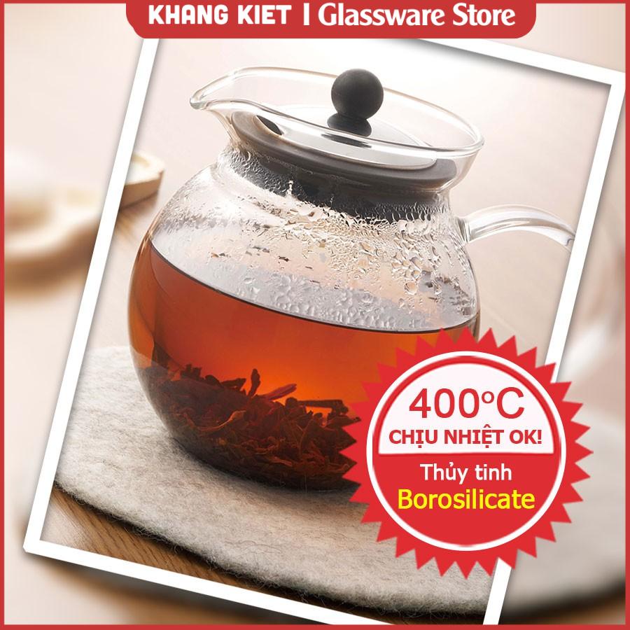 Bình trà thủy tinh Iwaki 640ml chịu sốc nhiệt nóng lạnh, hâm nóng trong lò vi sóng - Thương hiệu Nhật Bản