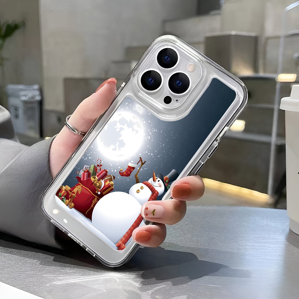 Ốp Điện Thoại Trong Suốt Hình Người Tuyết Giáng Sinh Cho iphone 14promax 11 13 12 7Plus X XS Max