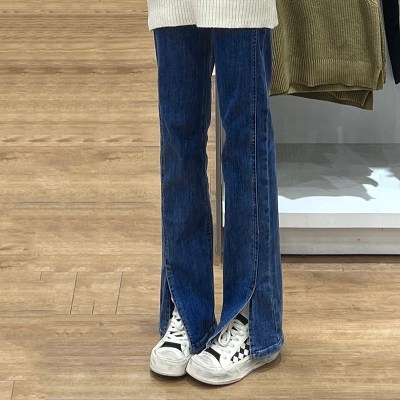 IELGYQuần Jean Dài Lưng Cao Dáng Ôm Xẻ Tà Thời Trang Cá Tính Cho Nữ