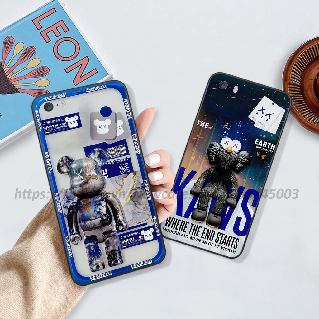 Ốp lưng Iphone 5 / 5S / 5SE in hình Bear Brick,K@ws,smile,...hot trend viền vuông bảo vệ camera