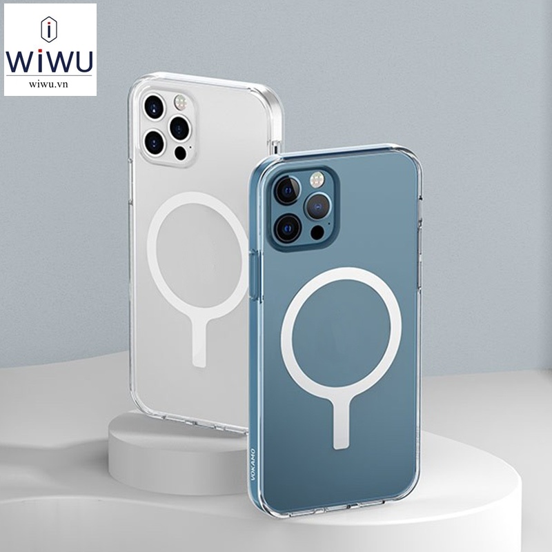 Ốp lưng trong suốt WIWU Crystal With Magsafe cho Smart iPhone 14 /14 plus / 14 Pro Max /13 Pro Max , lưng cứng viền dẻo