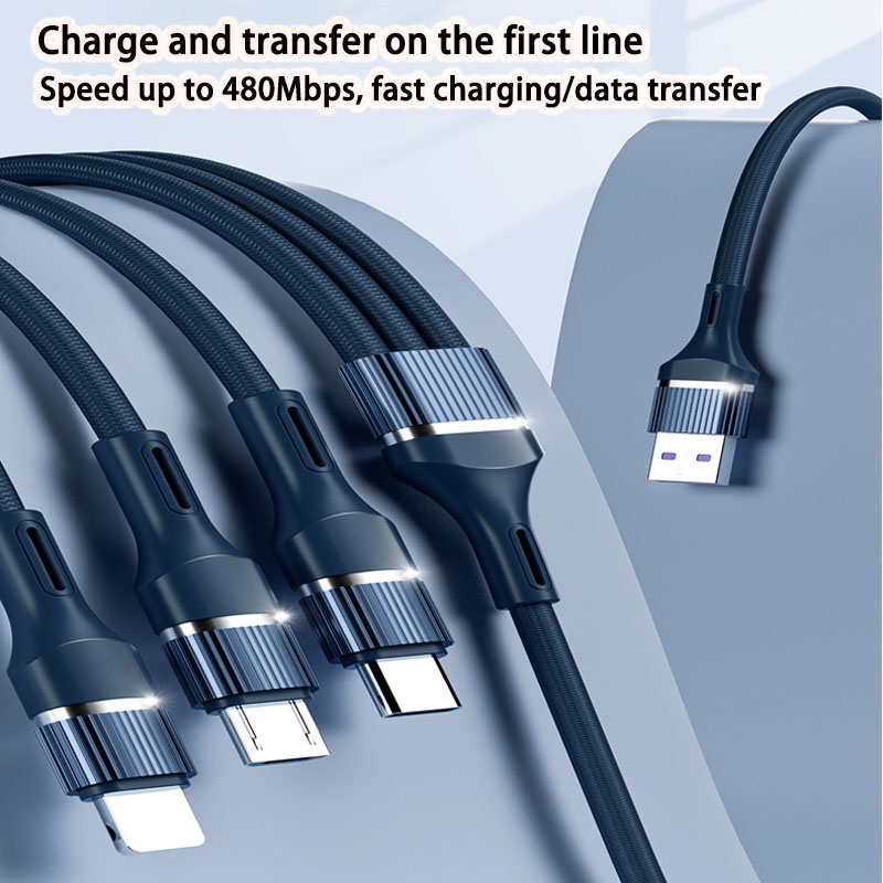 Dây Cáp Sạc Nhanh 6A 66W 3 Trong 1 Cho Huawei Xiaomi Android