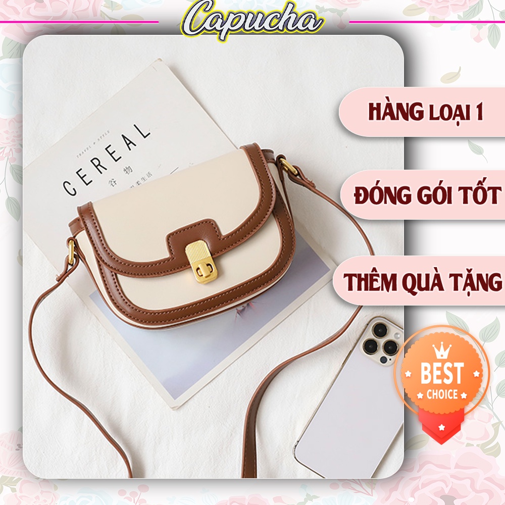 Túi xách nữ đeo chéo cao cấp khóa xoay cực đỉnh chất da mềm mịn tự nhiên Capucha T223