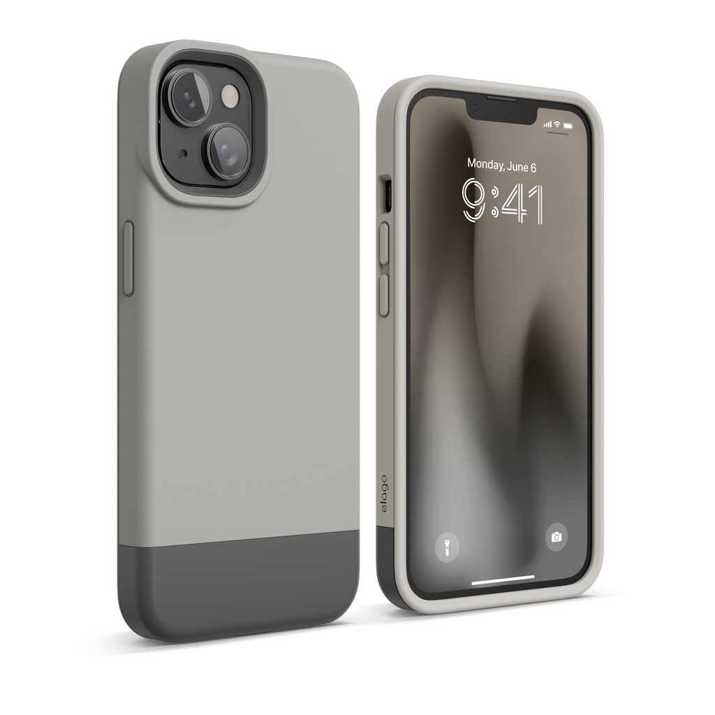 Ốp lưng iPhone 14 Series elago Glide Armor Chống Shock ( Stone/ Dark Grey) - Hàng Chính Hãng