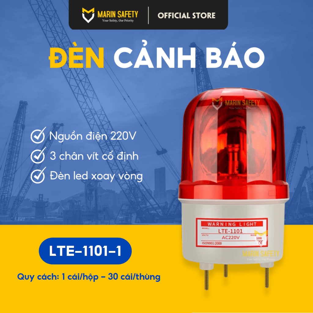 Đèn cảnh báo công trình thi công, đèn led xoay cảnh báo tín hiệu LTE-1101 sử dụng điện 220V