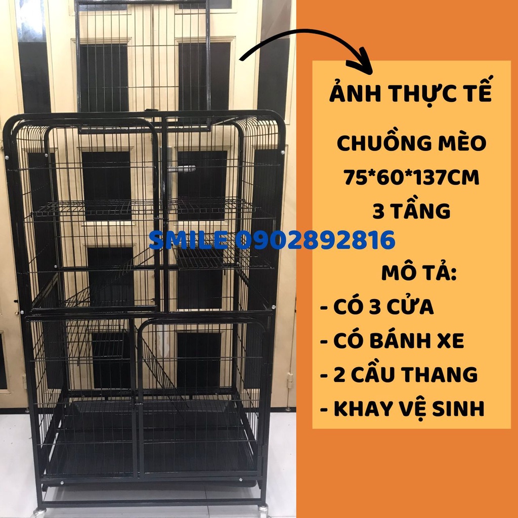 [MẪU MỚI NHẤT] Chuồng Mèo 3 Tầng Nan Ống Dày Cao Cấp Siêu Dày Size Đại 1m37 - Cam kết giống hình 100%