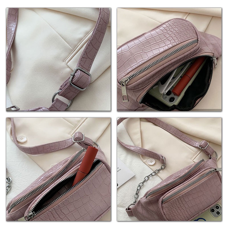 Mischa Túi Đeo Hông Da PU Màu Trơn Họa Tiết Hình Thoi Phong Cách Phương Tây Thời Trang Cao Cấp