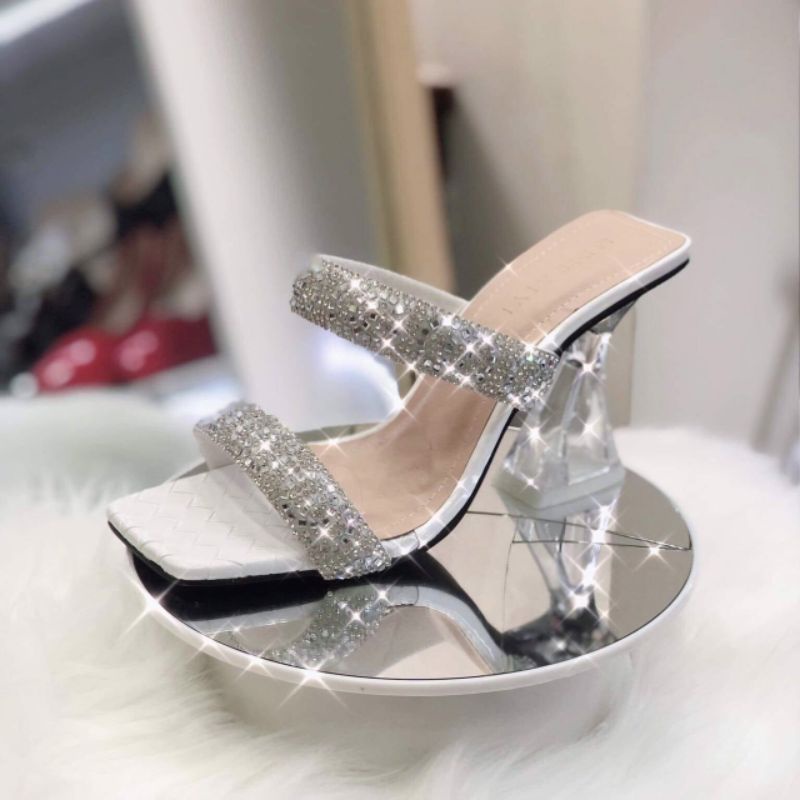 Guốc  2 quai ngang đính đá gót trong