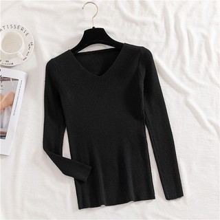 Áo len gân cổ tim ôm body quảng châu